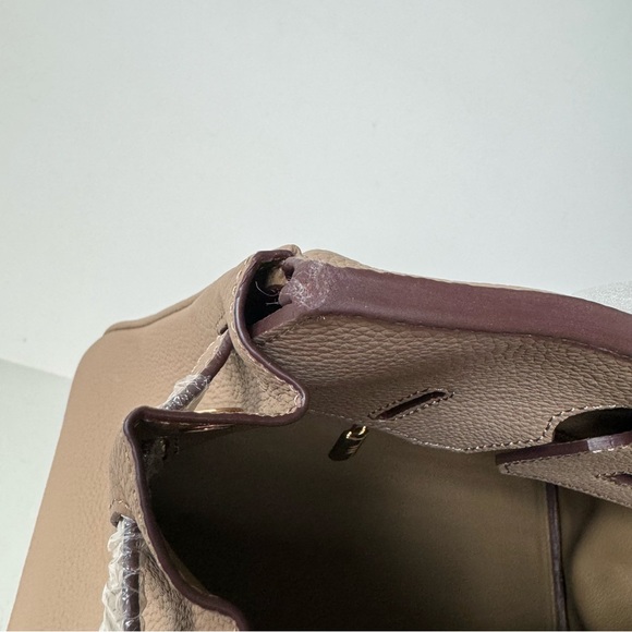 Etoupe Pebble Leather 30 Leather Bag Belted Lock Key Satchel w/ Gold Hardware C1 - Picture 14 of 16